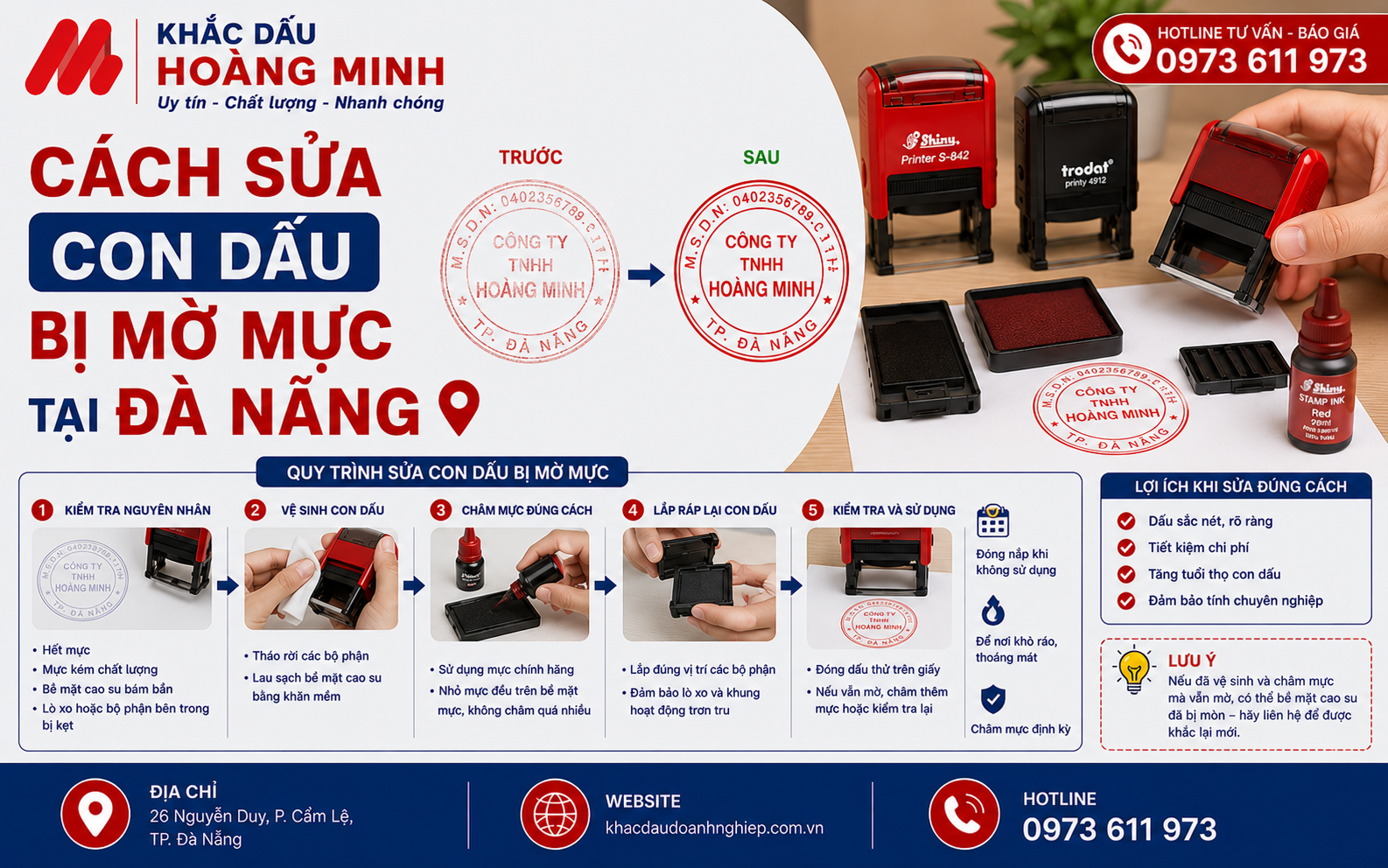 Cách sửa con dấu bị mờ mực tại Đà Nẵng