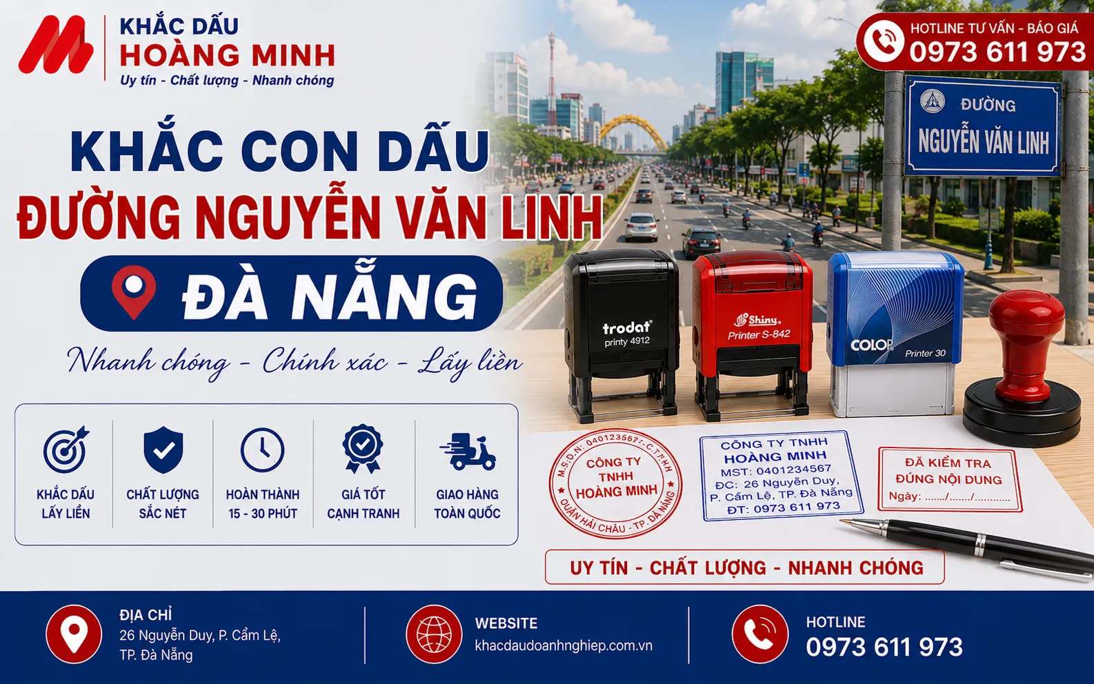Khắc con dấu đường Nguyễn Văn Linh Đà Nẵng