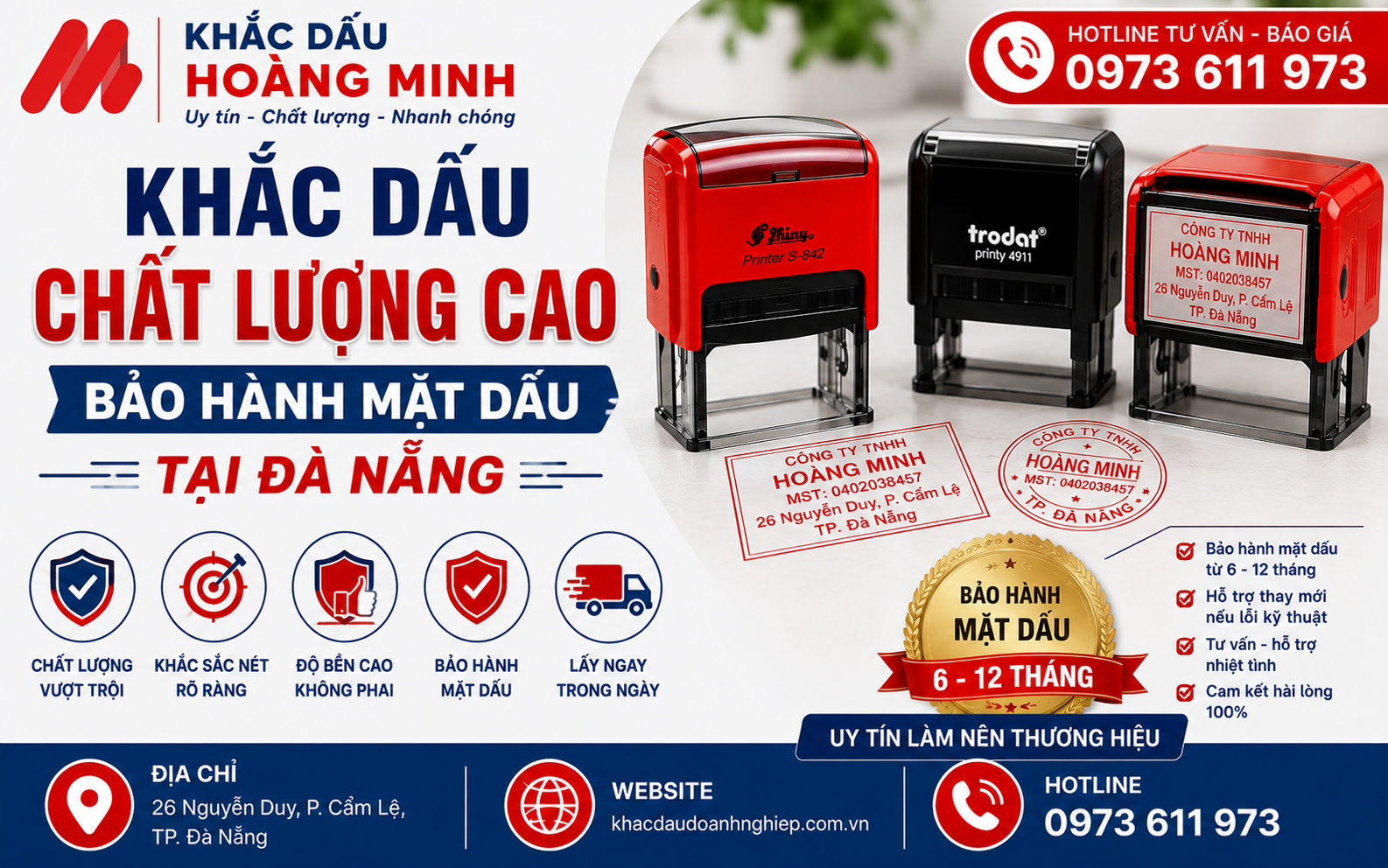 Khắc dấu chất lượng cao bảo hành mặt dấu Đà Nẵng