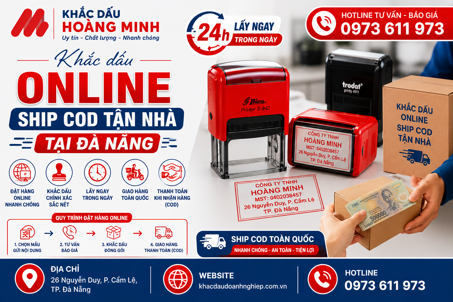 Khắc dấu online ship COD tận nhà Đà Nẵng