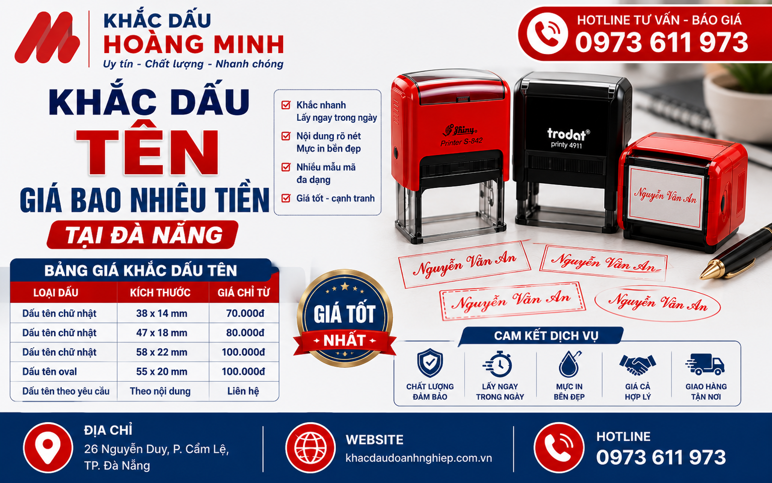 Khắc dấu tên giá bao nhiêu tiền tại Đà Nẵng
