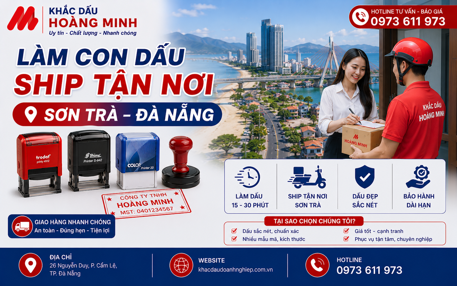 Làm con dấu ship tận nơi Sơn Trà Đà Nẵng