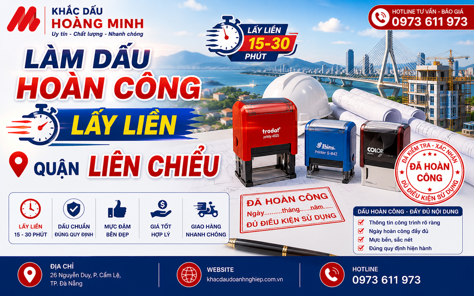 Làm dấu hoàn công lấy liền quận Liên Chiểu