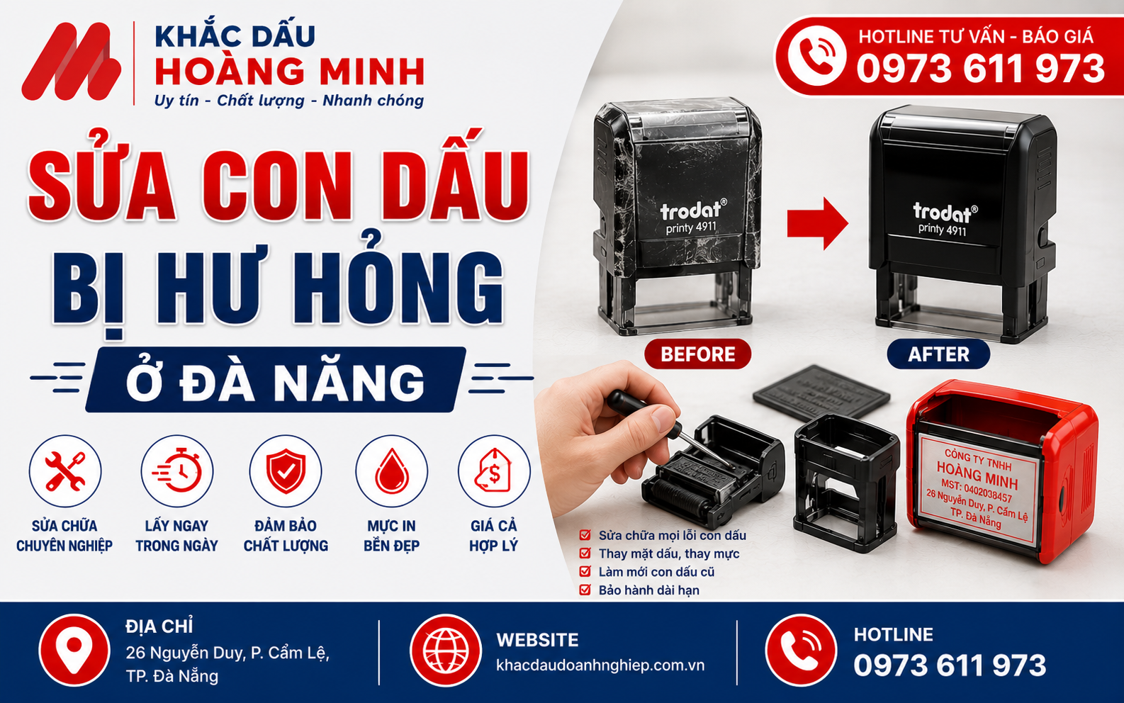 Sửa con dấu bị hư hỏng ở Đà Nẵng