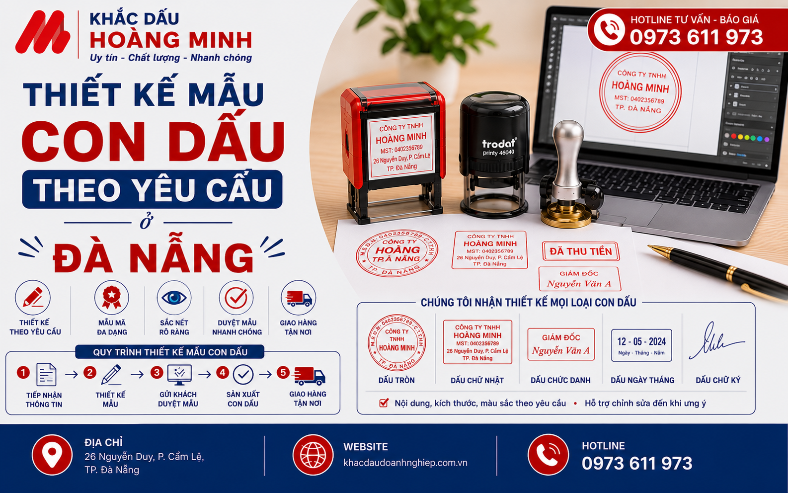 Thiết kế mẫu con dấu theo yêu cầu ở Đà Nẵng