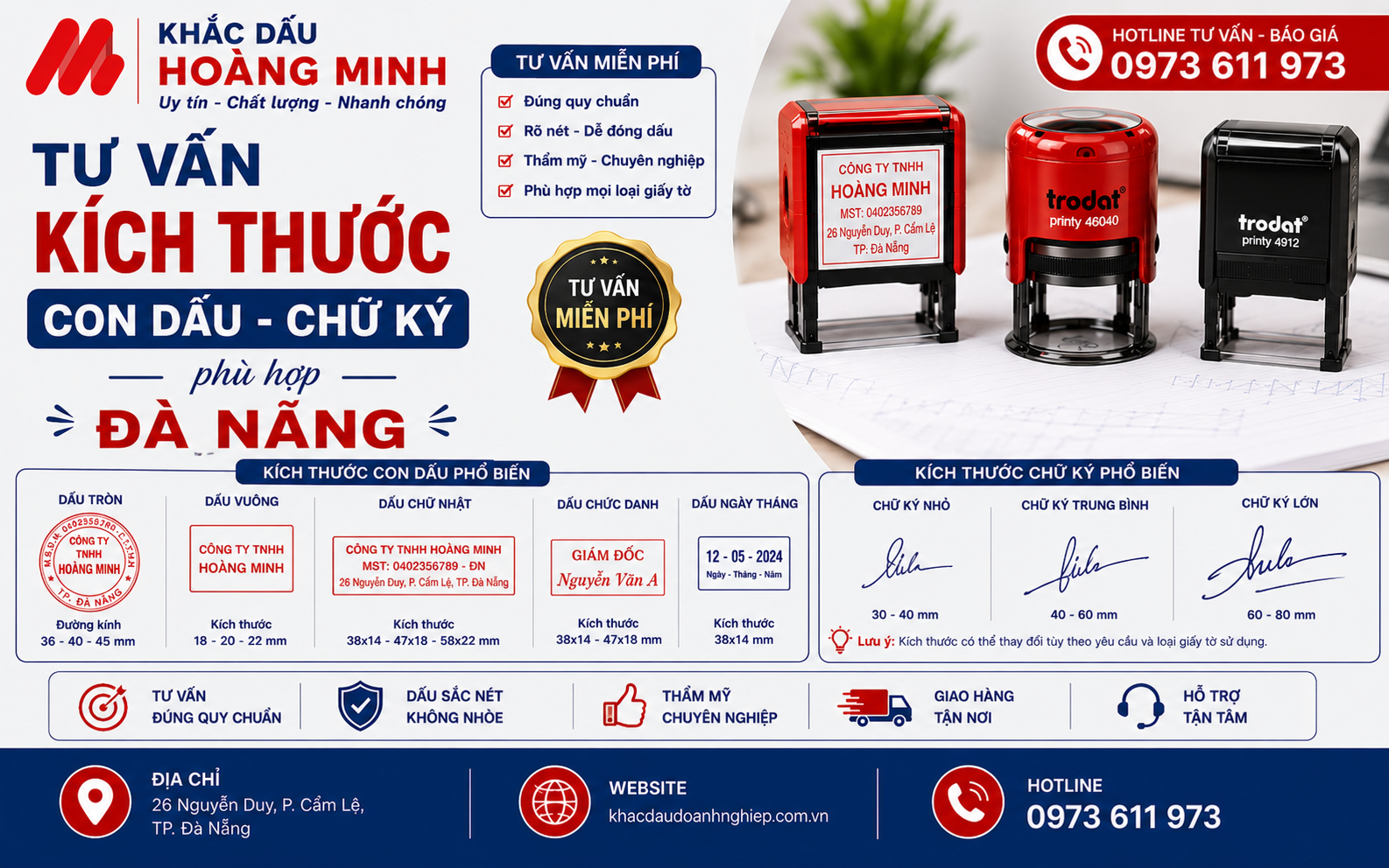 Tư vấn kích thước con dấu chữ ký phù hợp Đà Nẵng